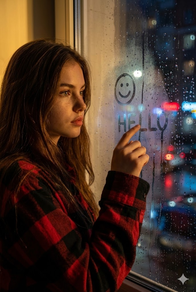 Smiley Face On Rainy Window