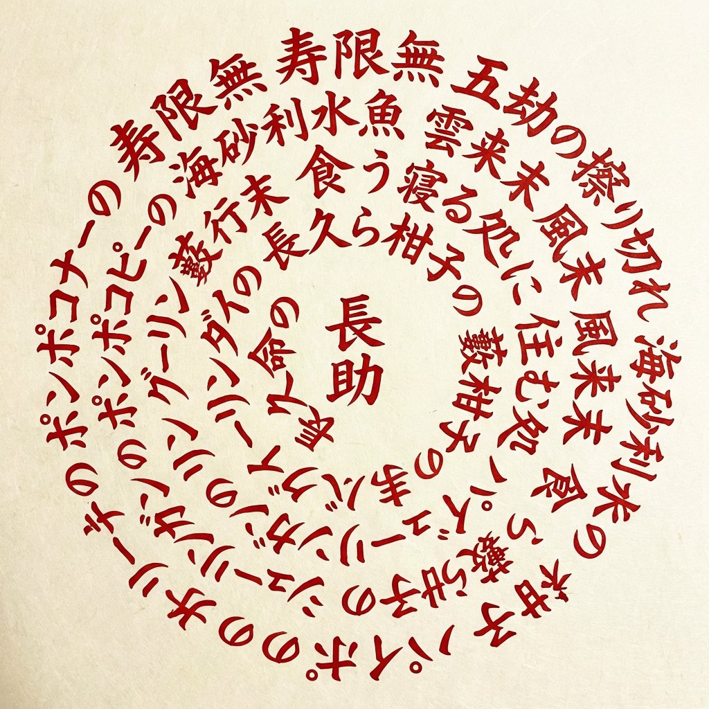 Jugemu Spiral Text Design