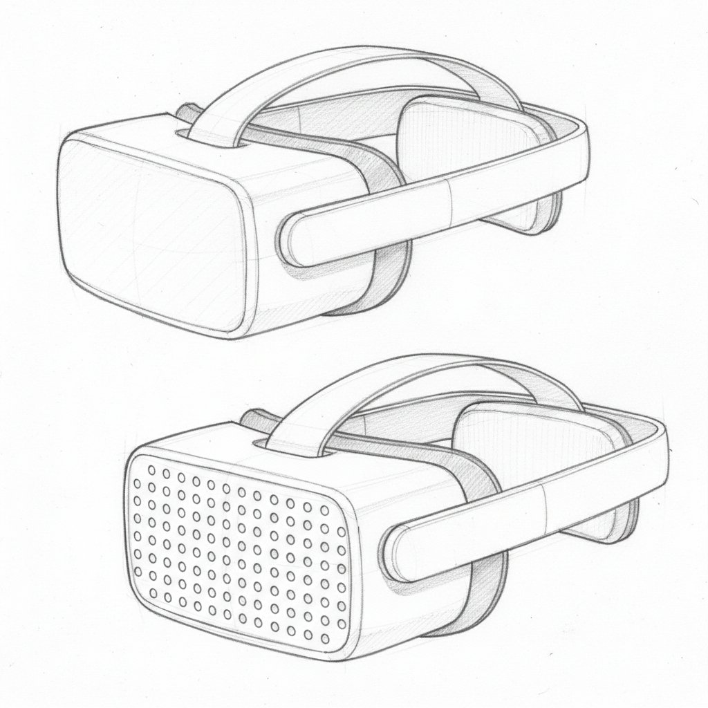 Minimalist Futuristic VR Headset Sketch