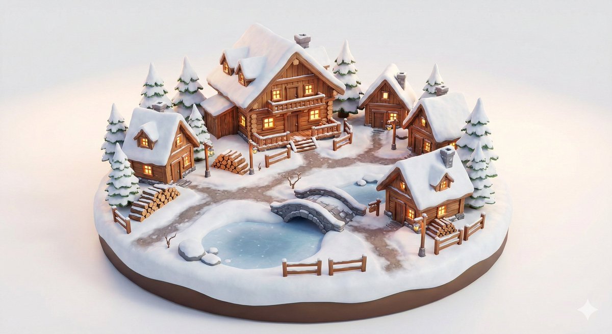 Alpine Snow Village Night Glow