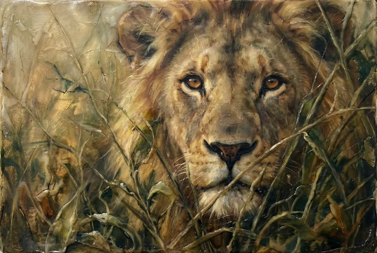 Mysterious Lion in the Bushes