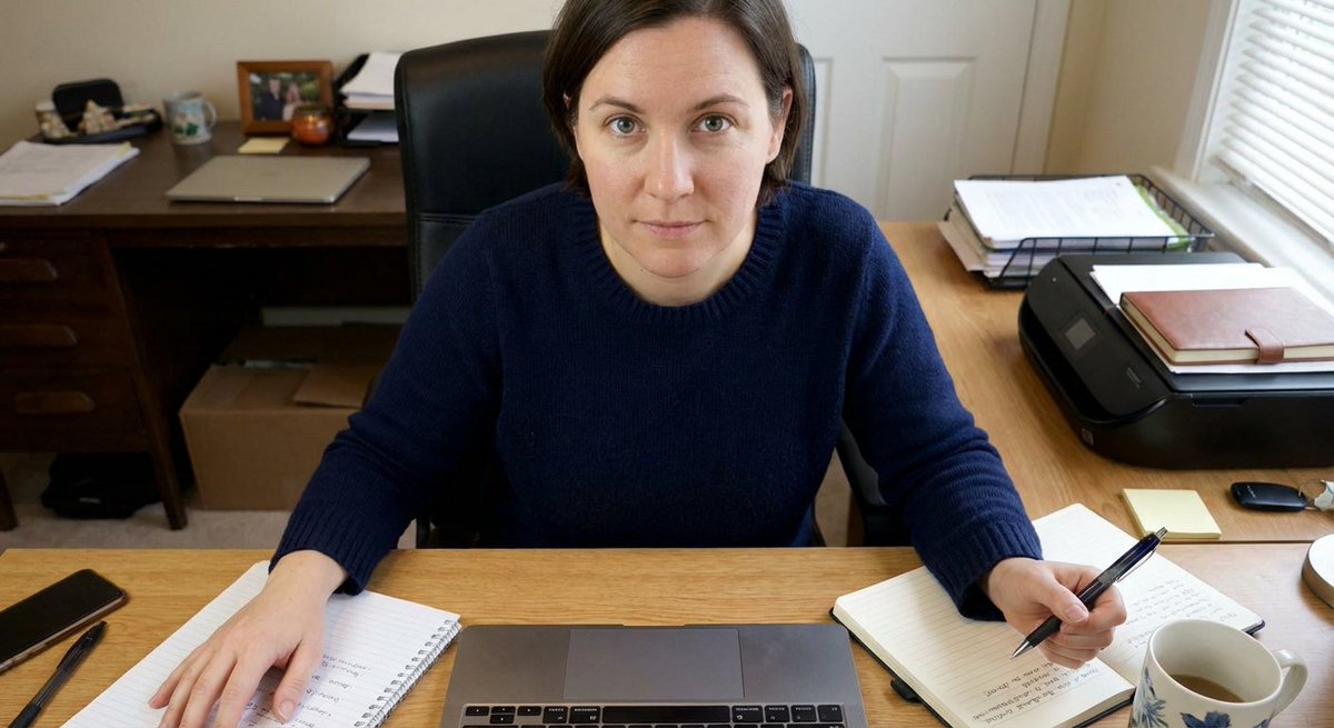 Holding a Pen at Desk