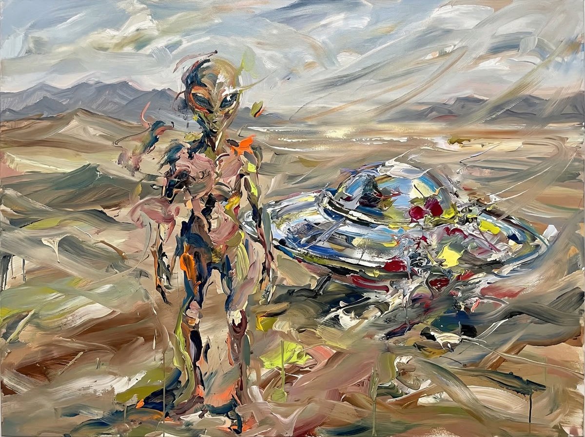 Surreal Alien in Windswept Desert