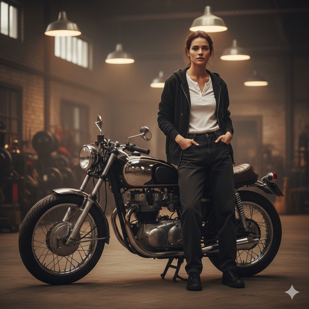 Vintage Cafe Racer Cinematic Portrait