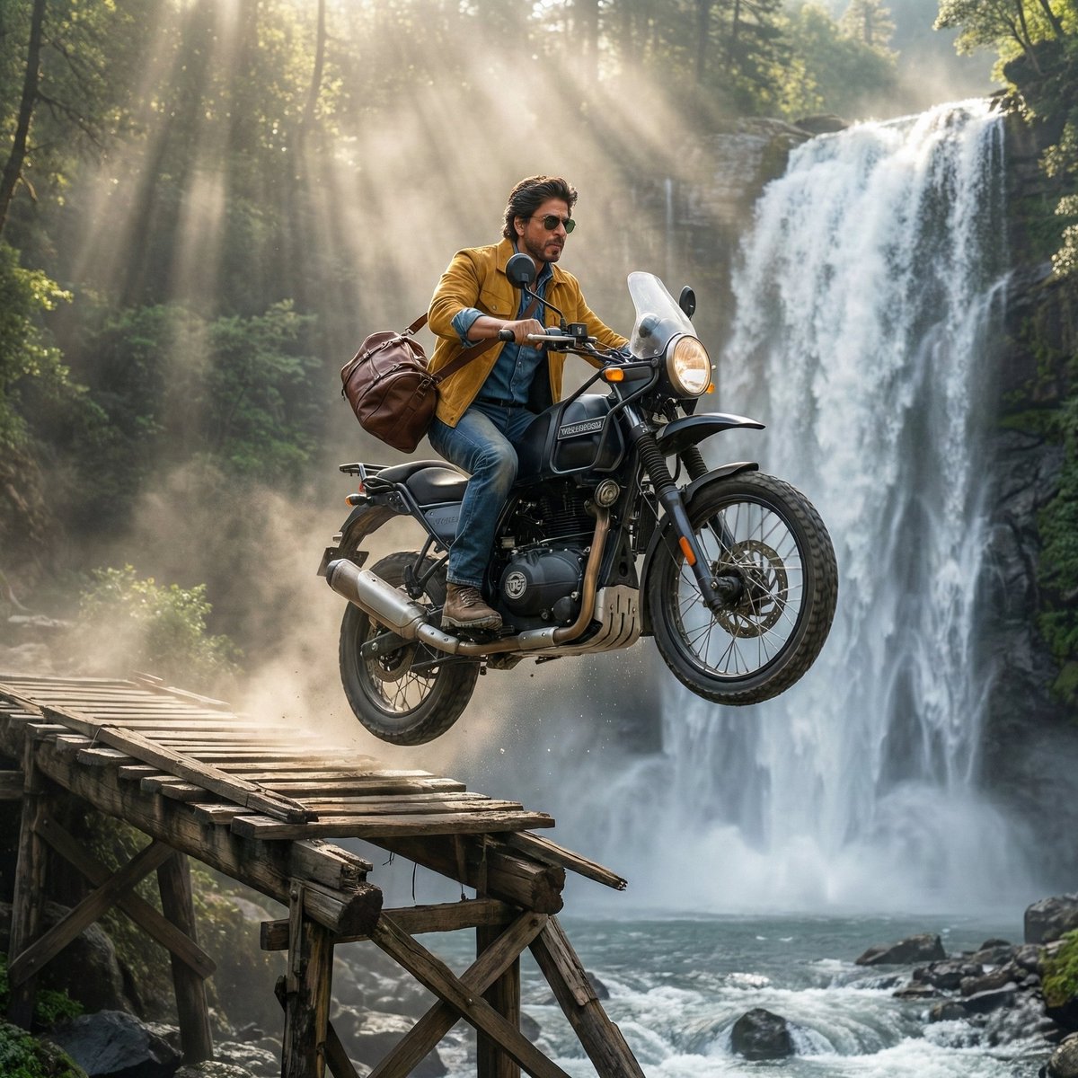 Motorcycle Jump Over Broken Bridge
