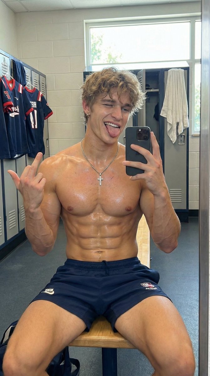 Fit Man Locker Room Mirror Selfie