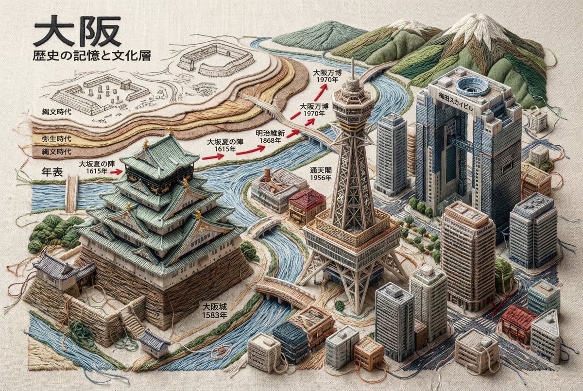 Embroidered 3D Textile Cityscape