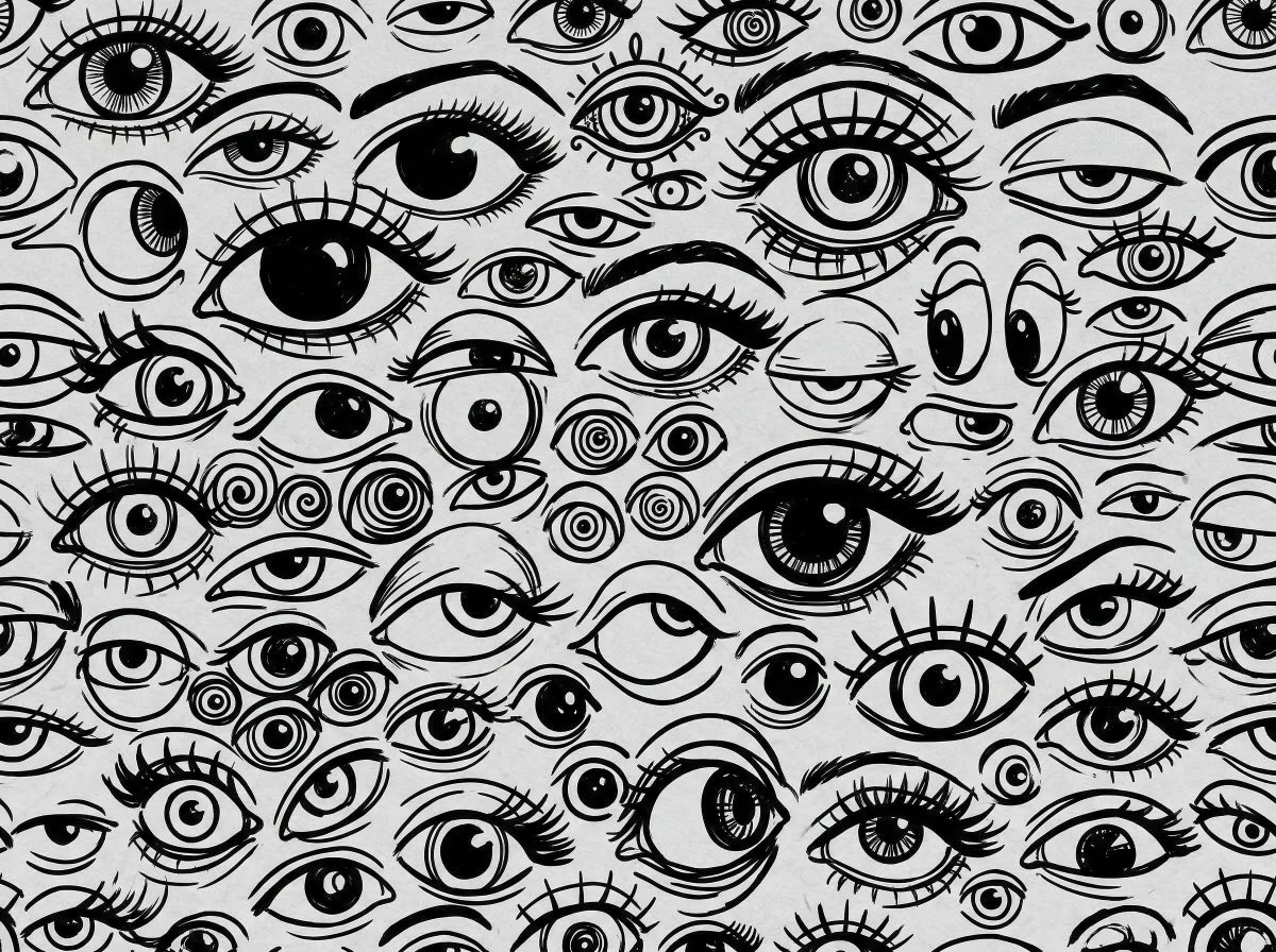 Black and White Hand Drawn Eyes