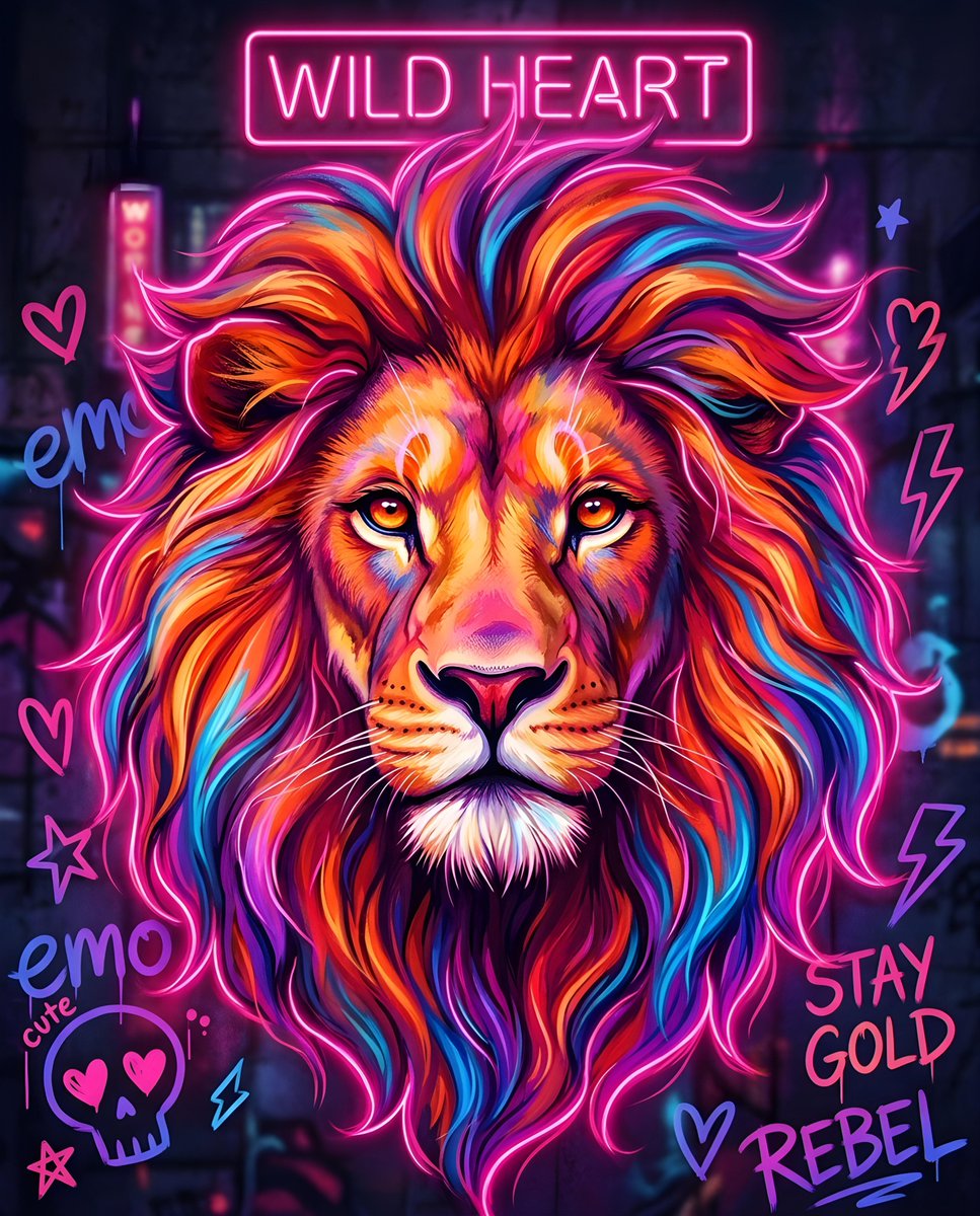 Majestic Lion Vibrant Portrait Art