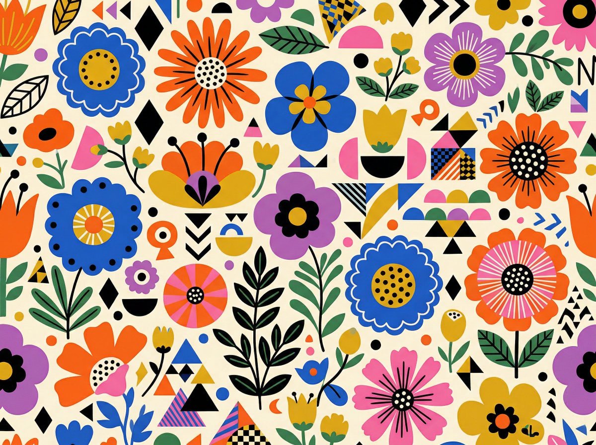 Vibrant Floral Geometric Pattern