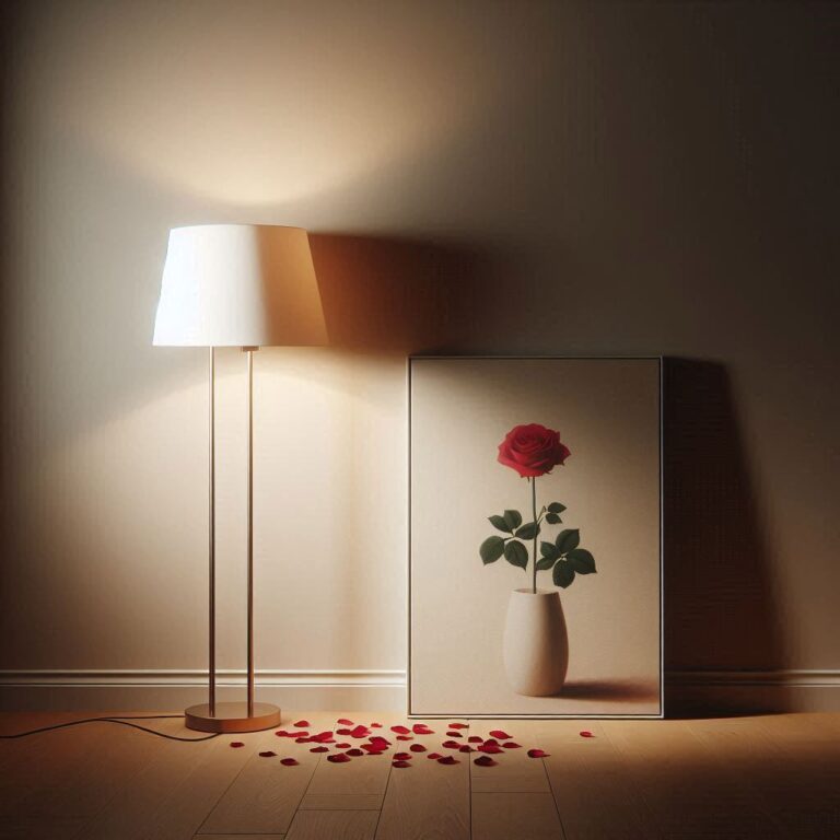 Minimalist Room with Rose Painting