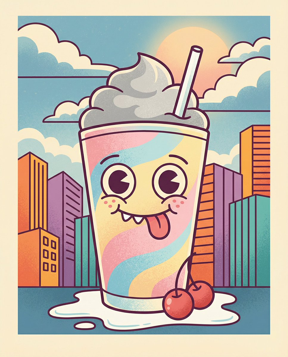 Cute Cartoon Milkshake Illustration