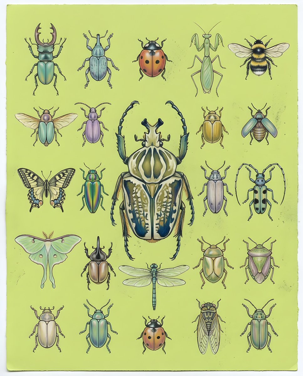 Pastel Beetles and Insects Layout