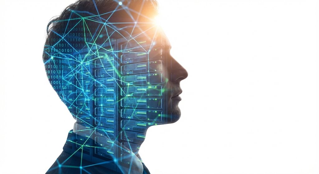AI Engineer Double Exposure Portrait