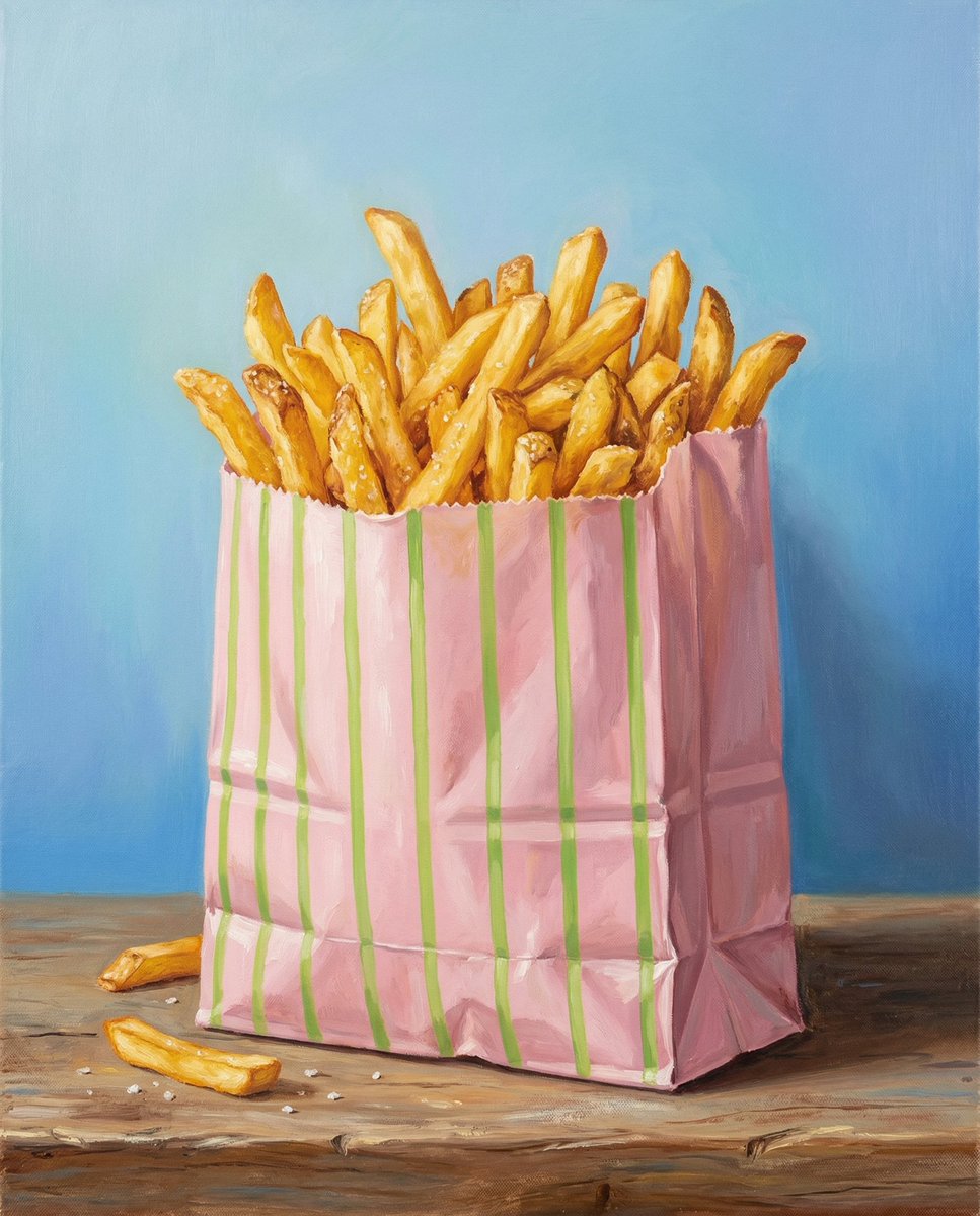 Hand-Painted Fries Still Life Art