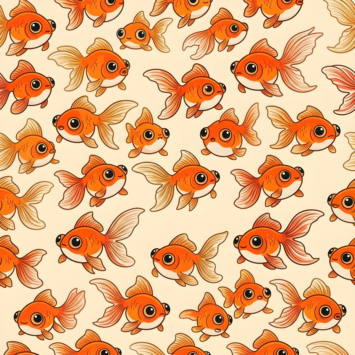Cute Cartoon Goldfish Pattern