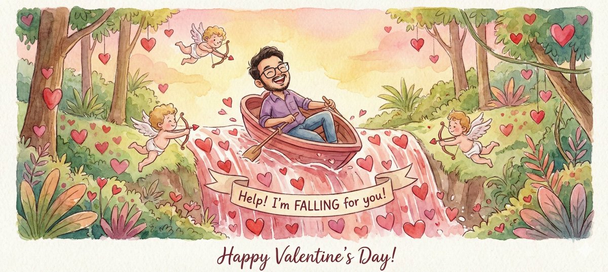 AI Dreamy Valentine Watercolor Card