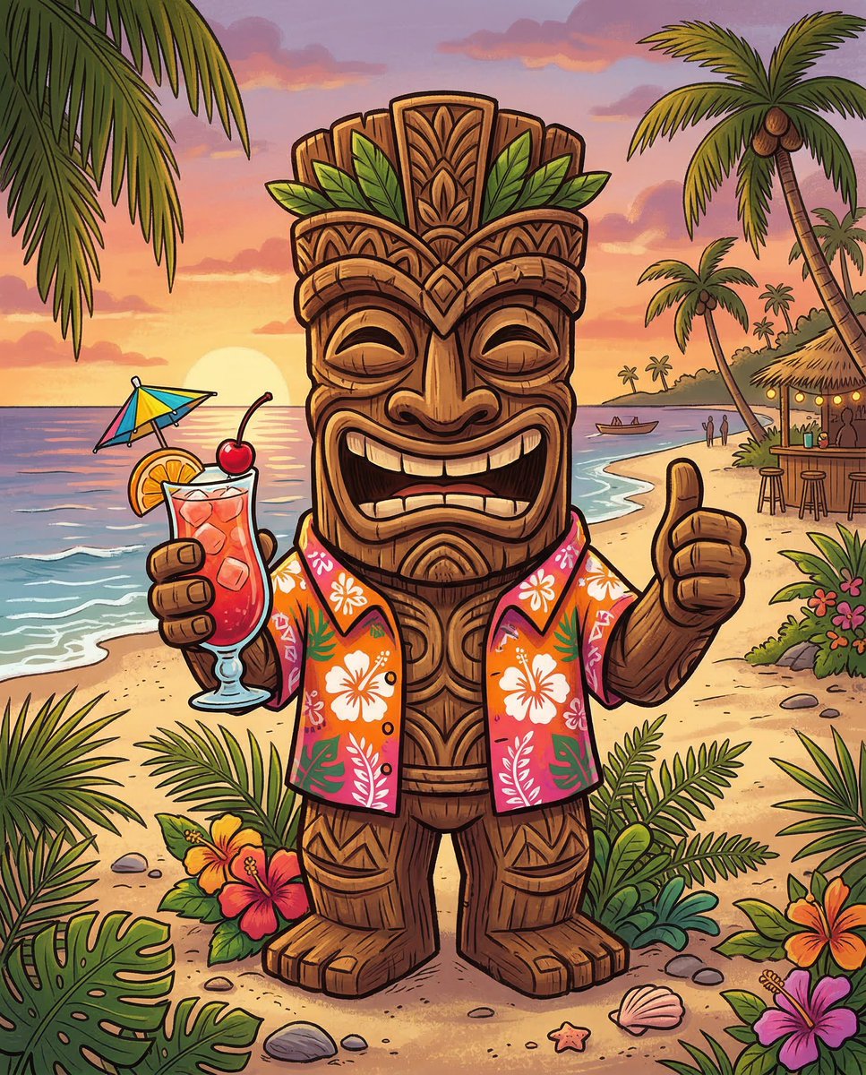 Tropical Tiki Statue Cocktail