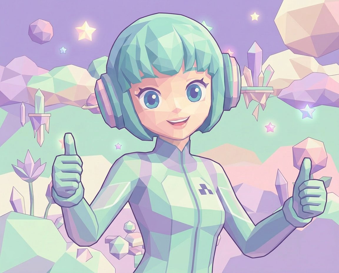 Pastel Low-Poly Geometric Character