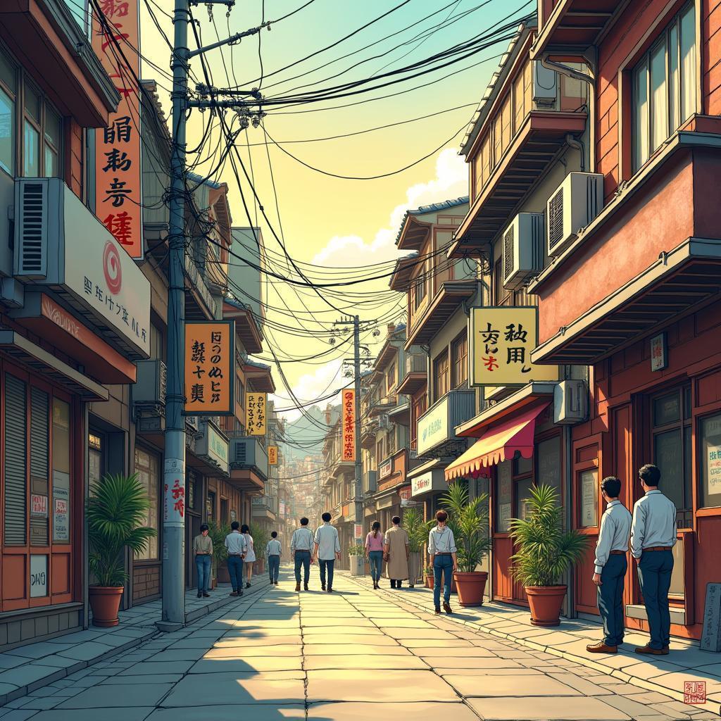 Golden Hour Manga Street Alive With Crowds