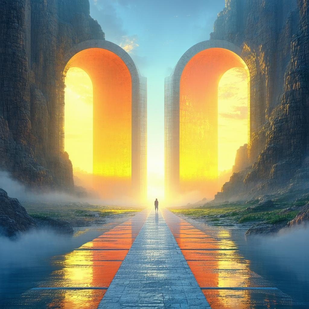 Ethereal Double Portal Gateway at Golden Hour