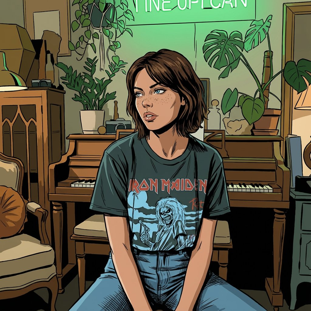 Stylish Comic Book Pool Portrait