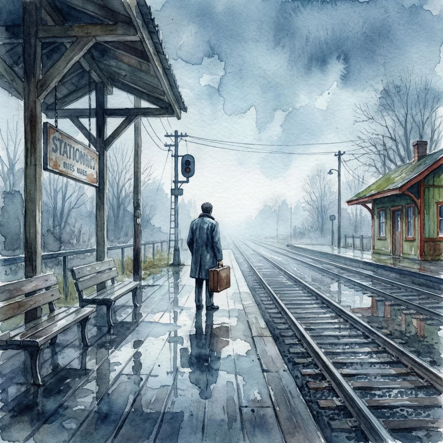 Rainy Station Watercolor