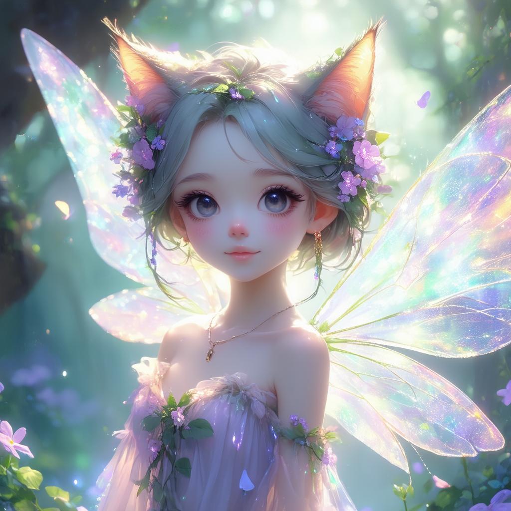 Whiskered Druid Fairy With Translucent Wings