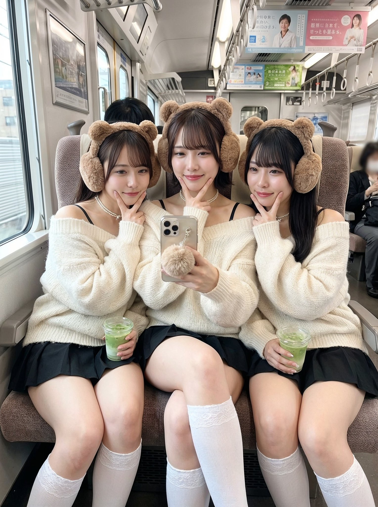 Cute Train Selfie Japanese Girls