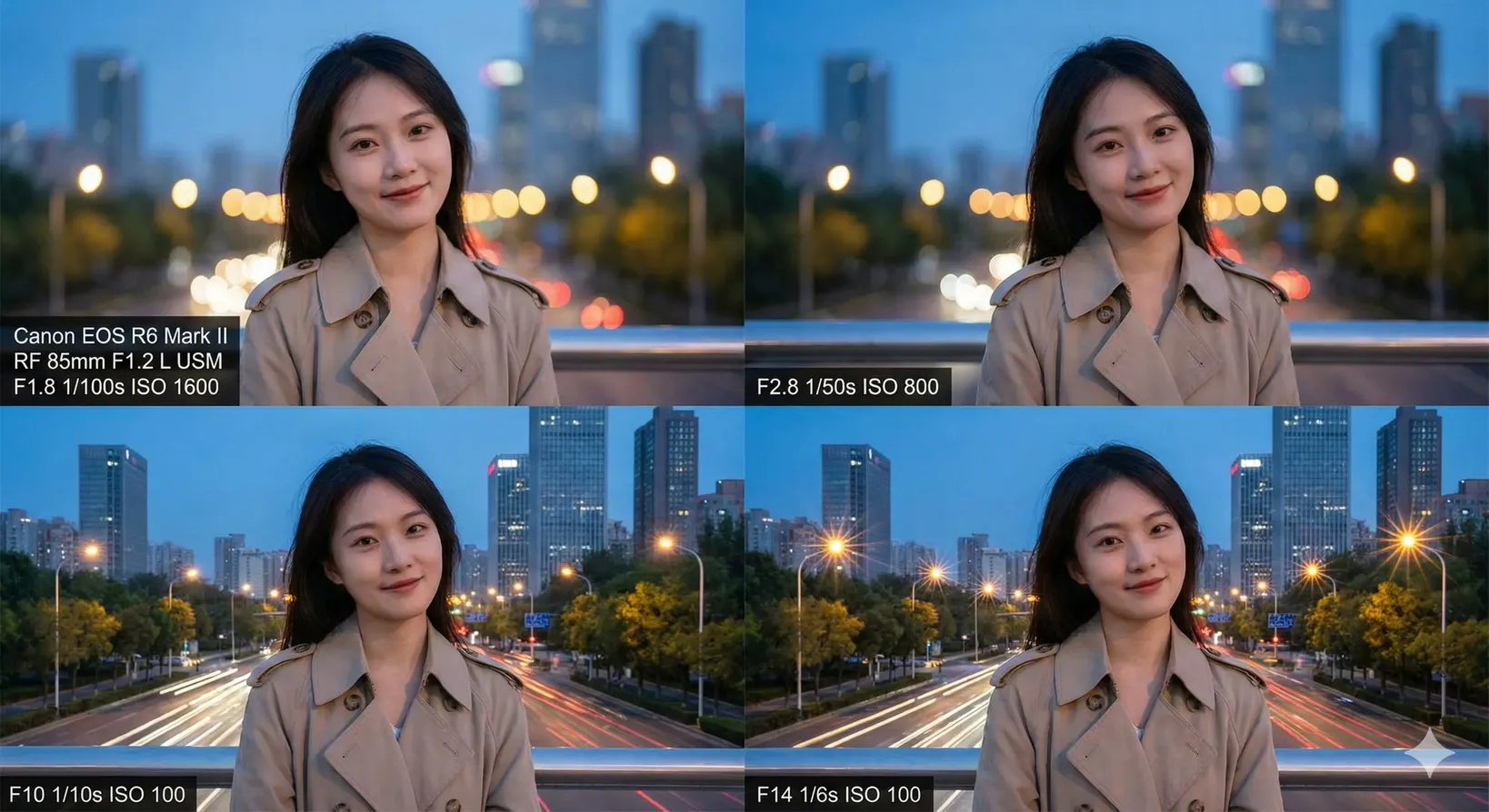 Blue Hour Portrait Aperture Shift