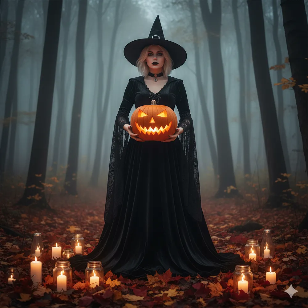 Halloween Pumpkin Lantern Girl