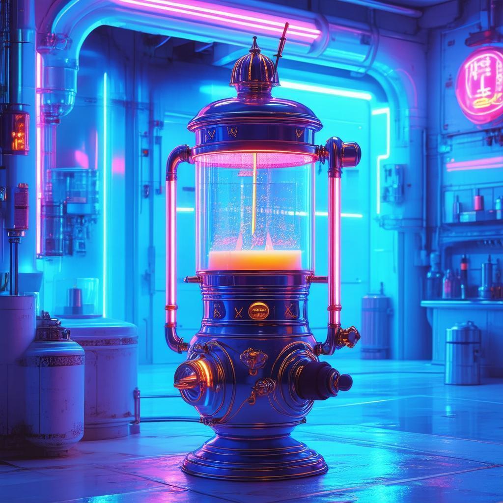 Neon Samovar Styled After Wes Anderson