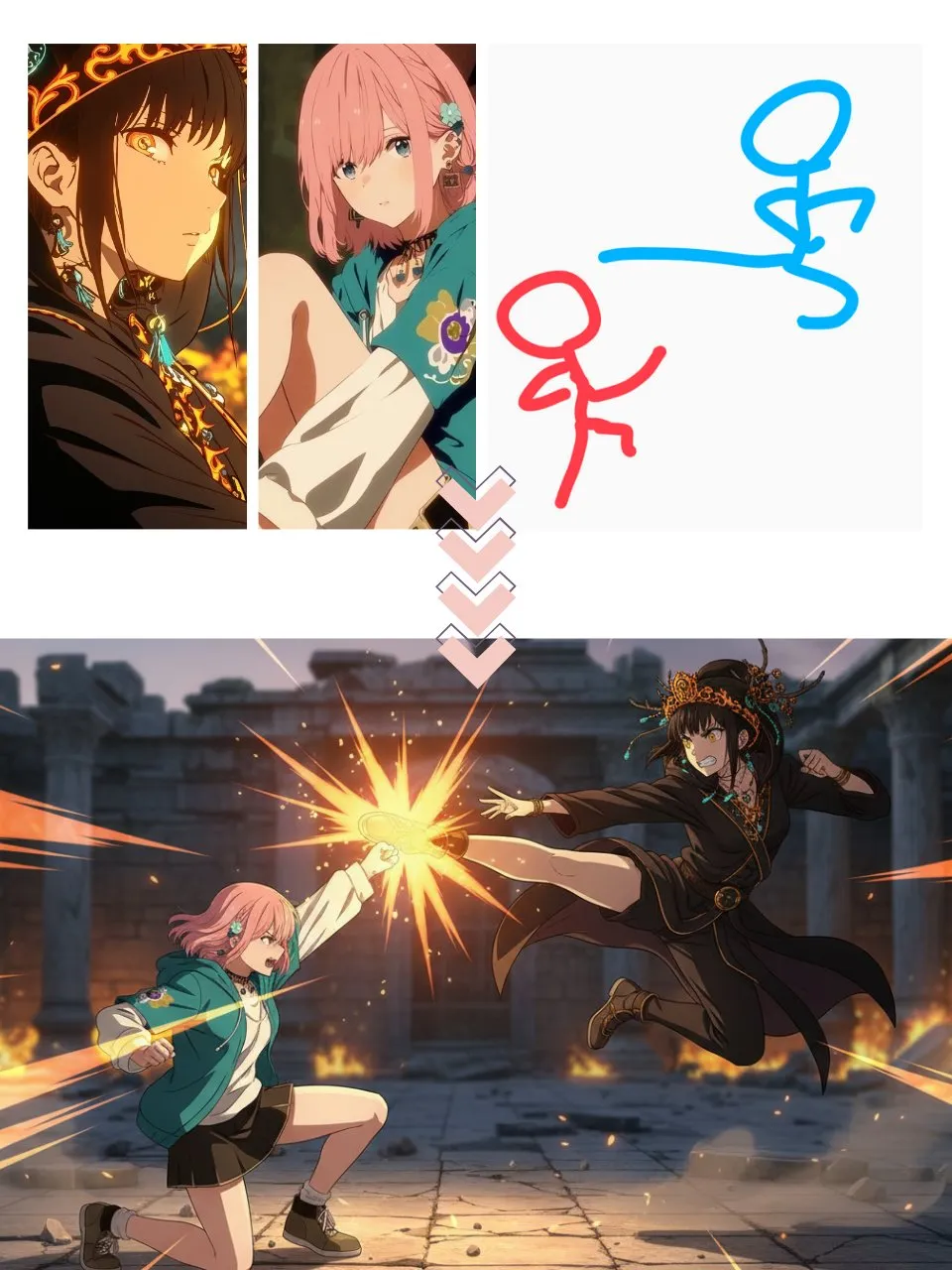 Dual Heroes Battle with Dynamic Effects
