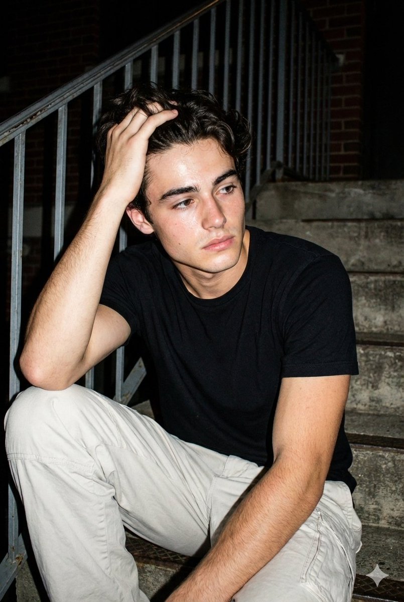 Flashlit Night Street Portrait