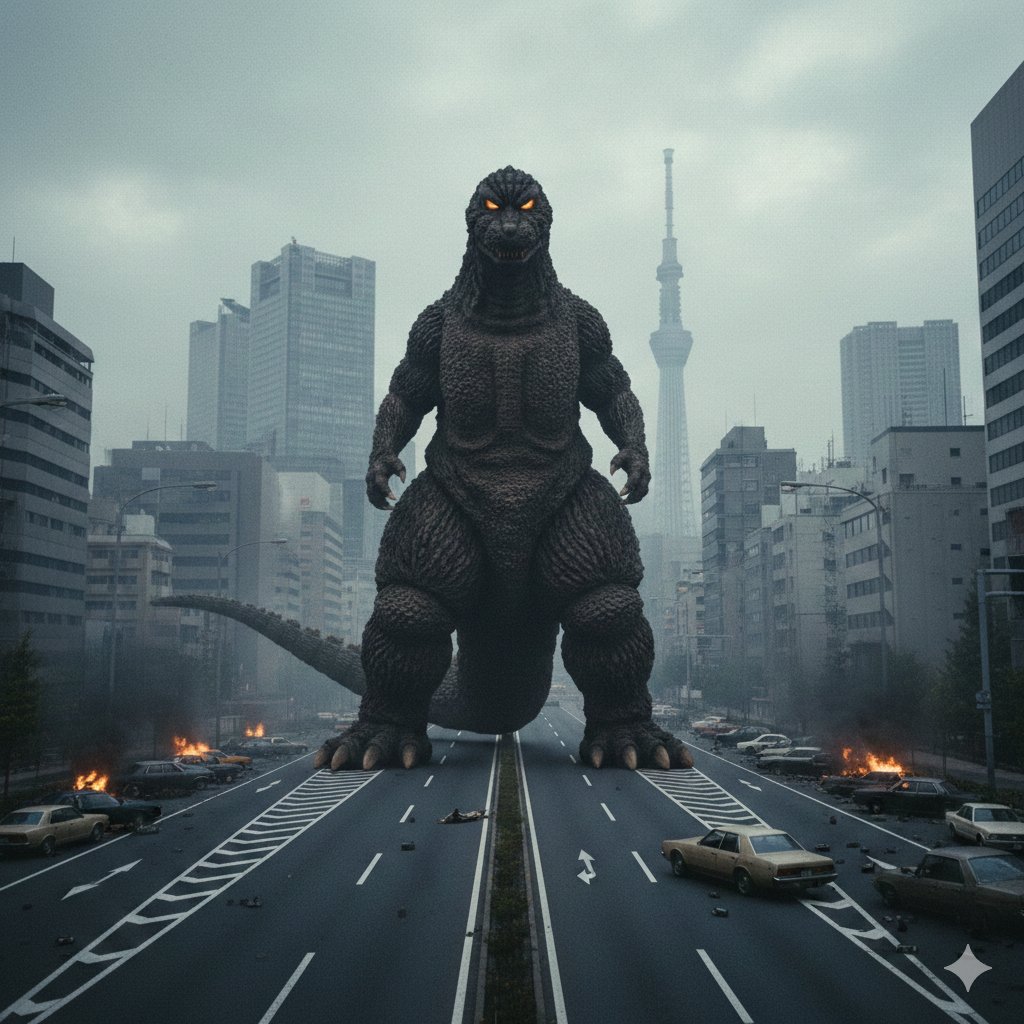 Godzilla Glares at Tokyo