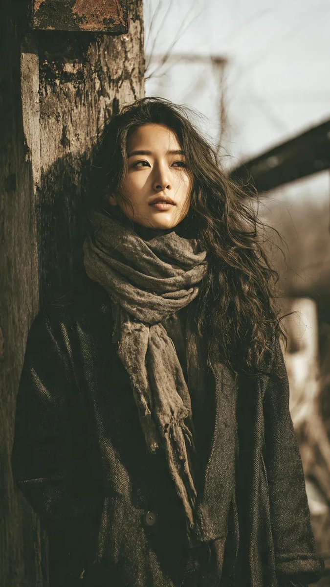 Grunge Girl Under Fading Sunlight