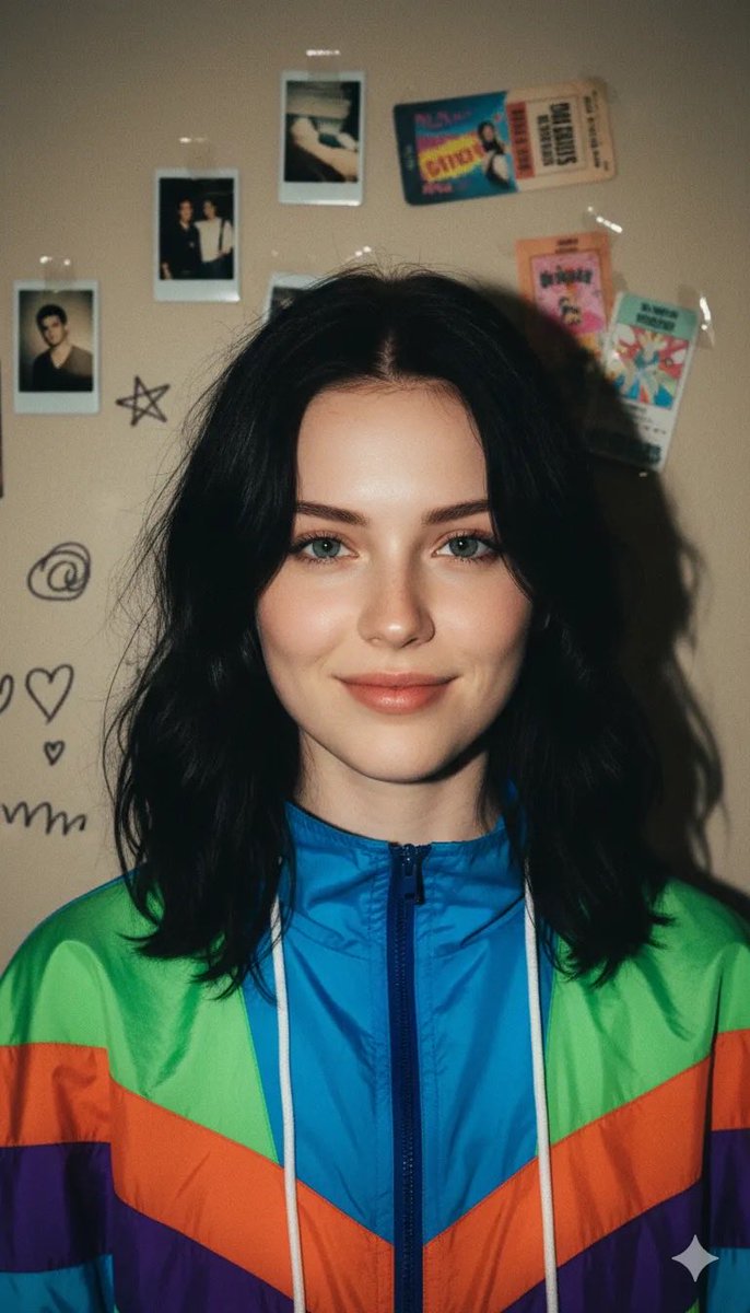 Retro 90s Windbreaker Girl Portrait