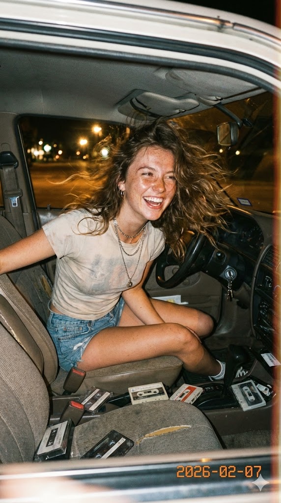 Retro Flash Night Ride Girl