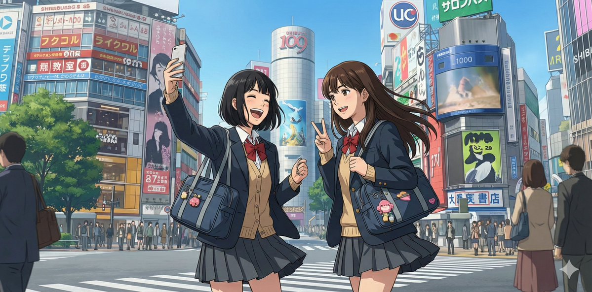 Shibuya Anime Girls Friendship Moment