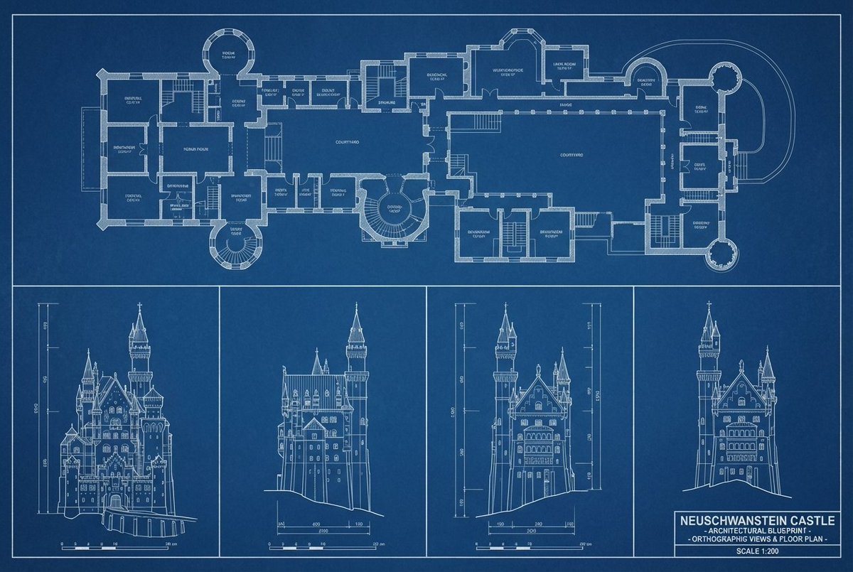 Orthogonal Blueprint Floor Plan