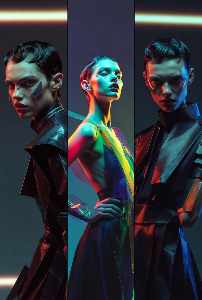 Bold Avant-Garde Fashion Triptych