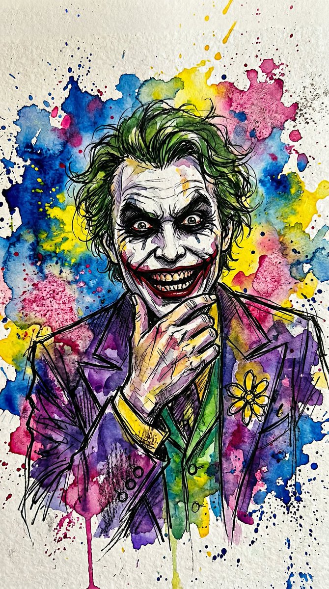 Joker Watercolor Art Portrait