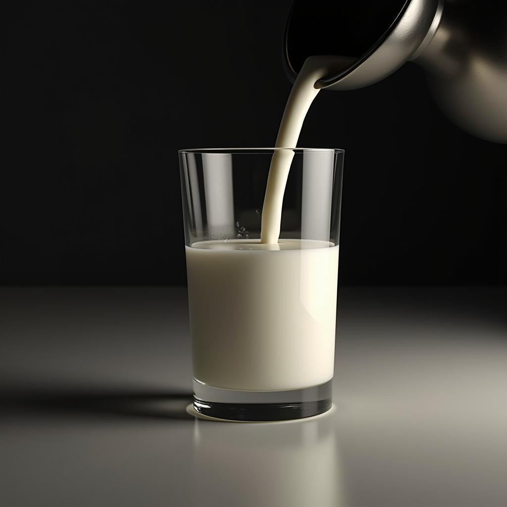 Milk Pouring Into Glass in Dramatic Chiaroscuro
