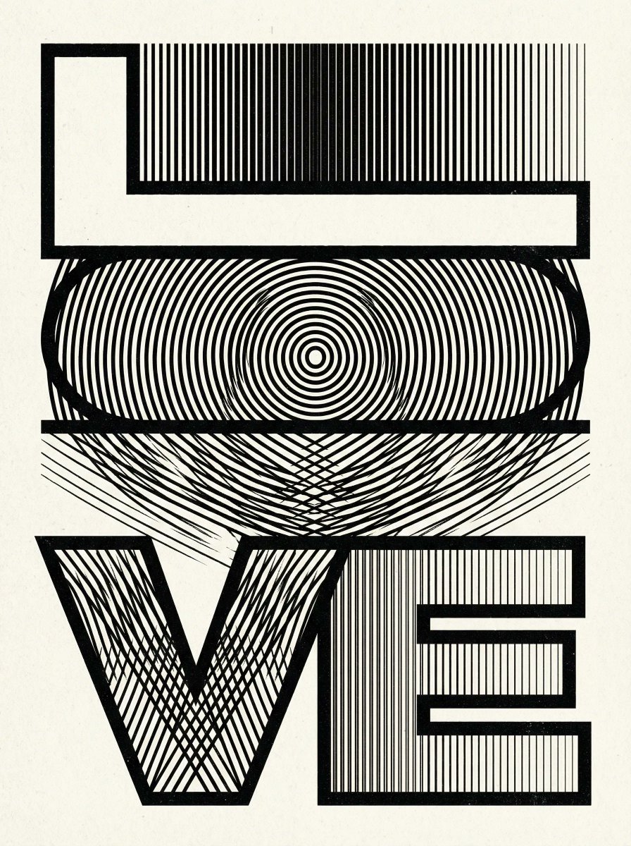 LOVE Moiré Optical Illusion Art
