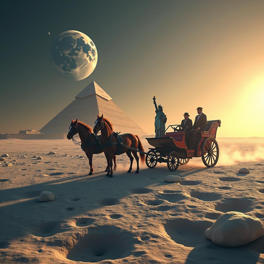 Lunar Carriage Ride Past Liberty and Pyramid