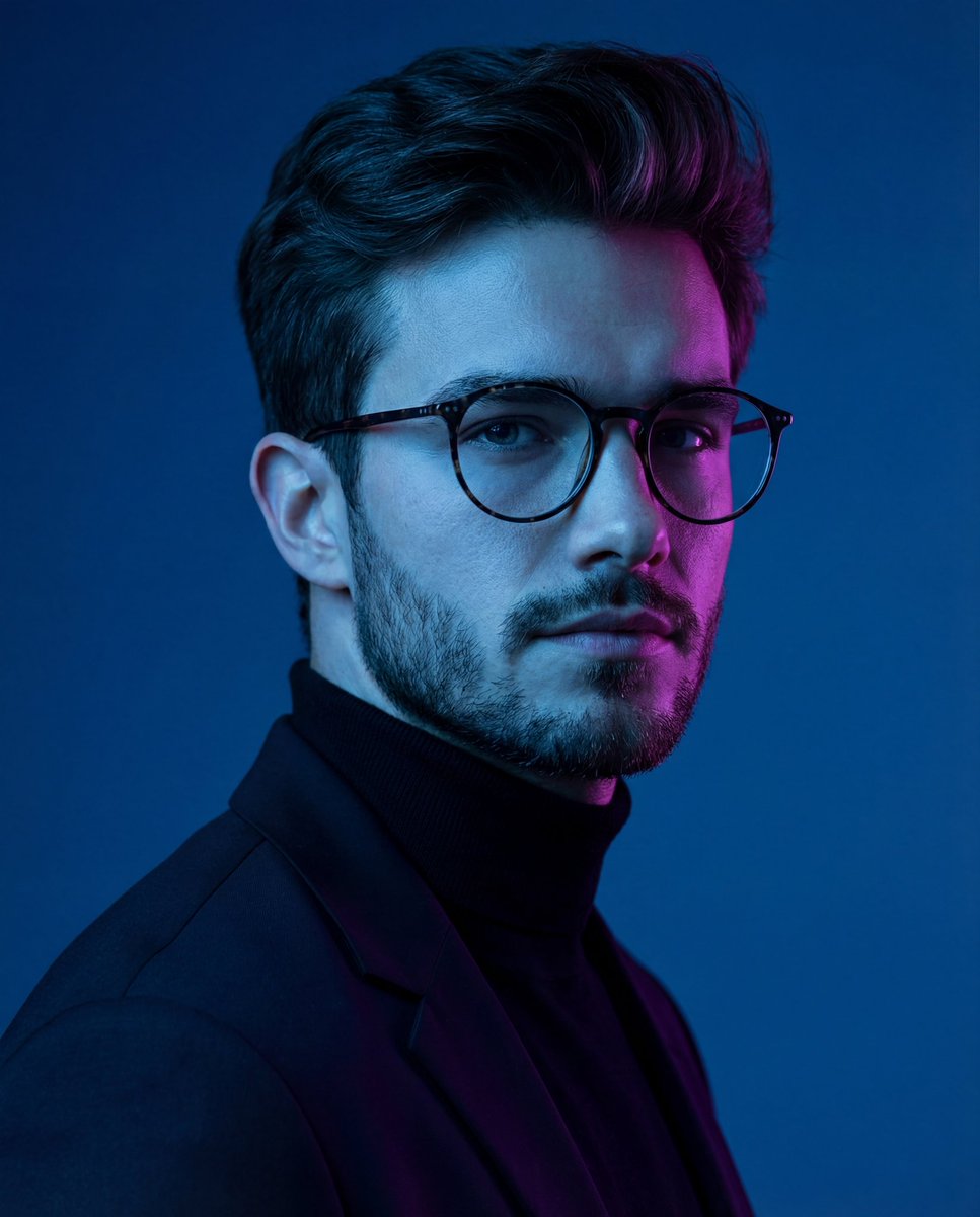 Neon Cinematic Portrait Close-Up
