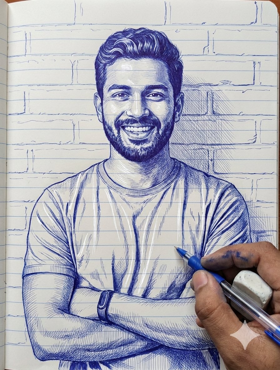 Ink Sketch Portrait Drawing Tutorial
