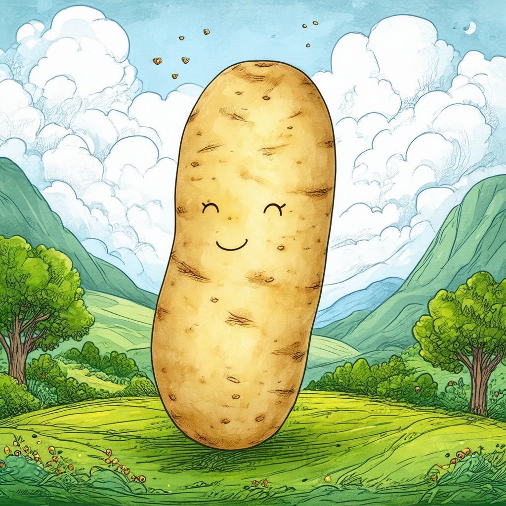 Whimsical Storybook Portrait of a Noble Potato