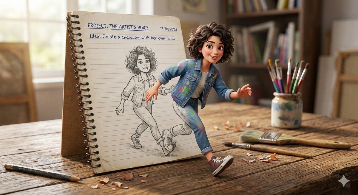 Boy Leaping From Notebook