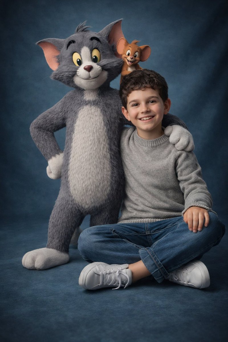 Boy with Tom and Jerry 3D Portrait